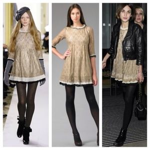 Marc by Marc Jacobs Iconic Gold Lace Ruffle Dress